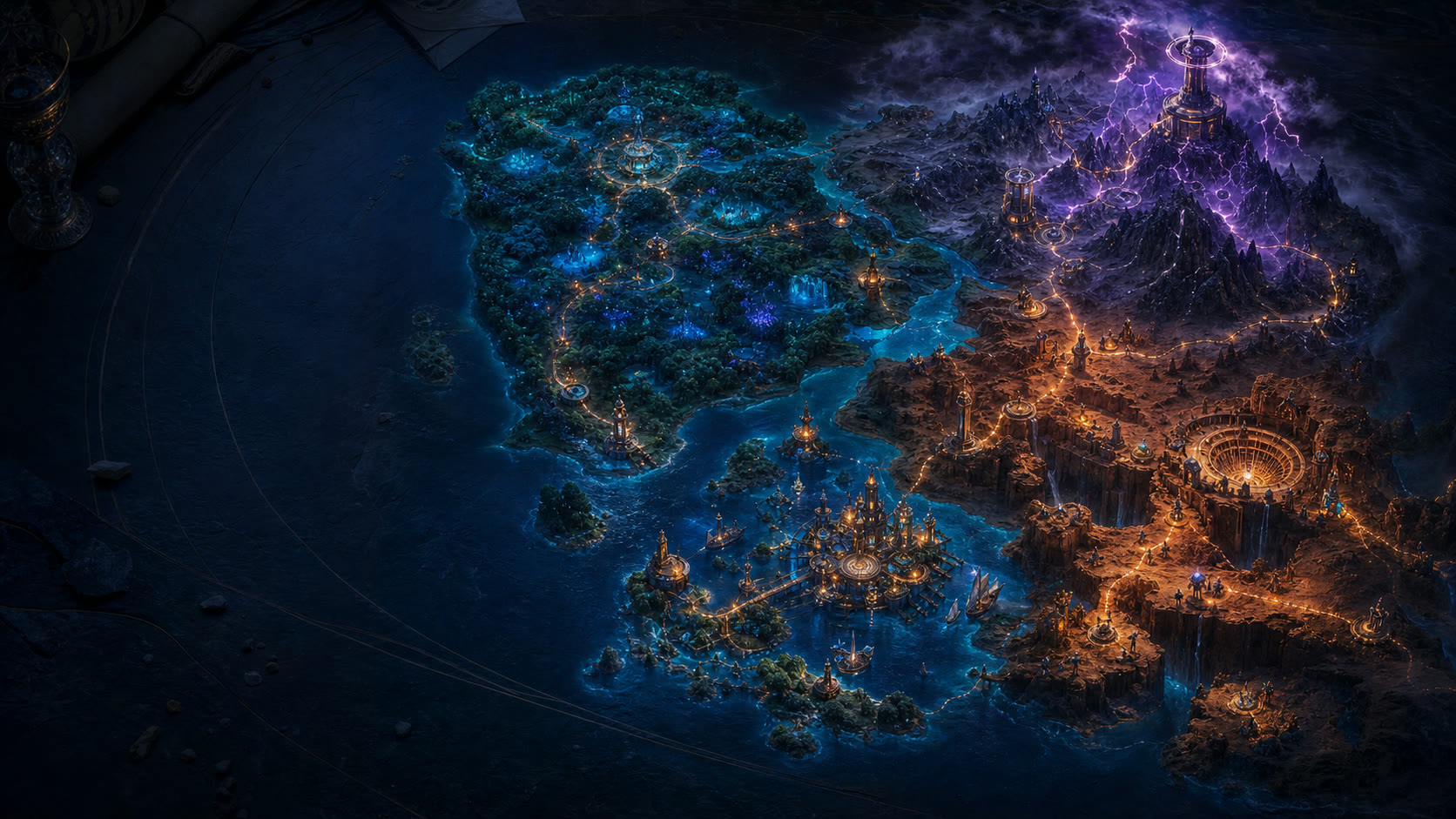 Carte fantastique aux régions colorées, symbole du chemin que trace Moga